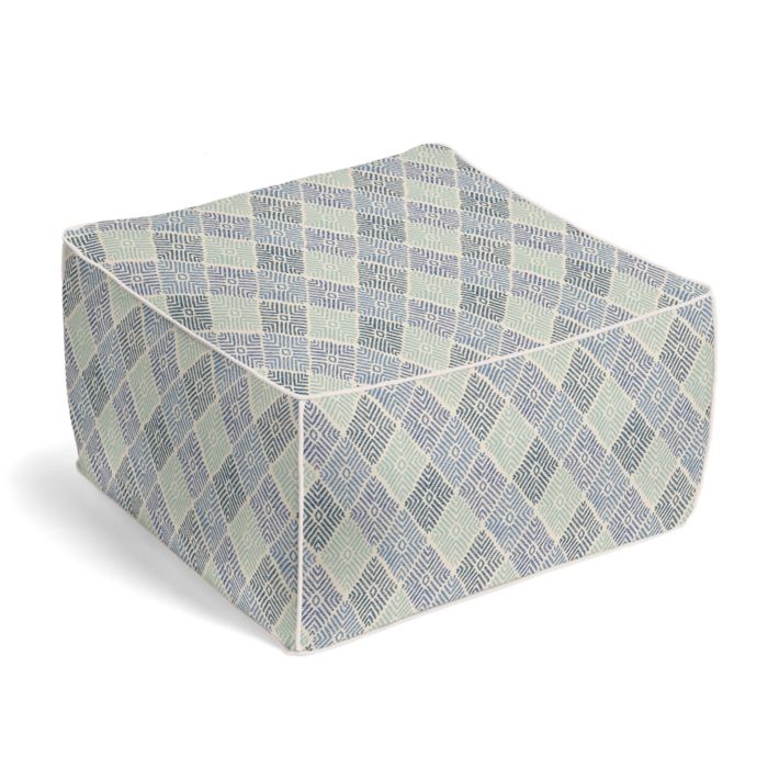 Square Pouf in Globetrotter - Blueberry