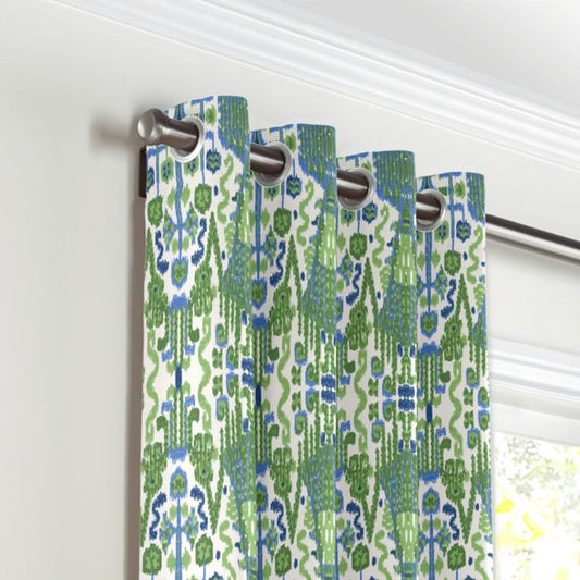 Grommet Drapery in Ikat Believe It - Kelly