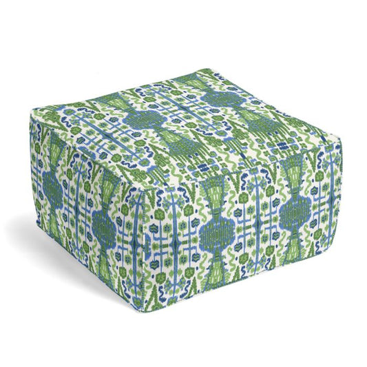 Square Pouf in Ikat Believe It - Kelly