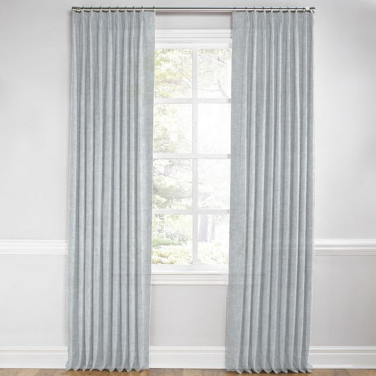 Euro Pleat Drapery in Linen Sheer - Limestone Gray