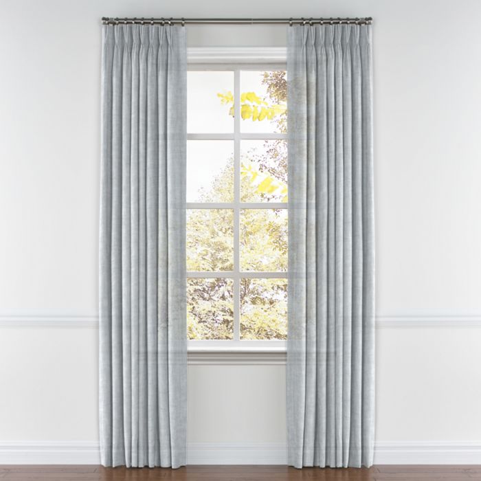 Pinch Pleat Drapery in Linen Sheer - Limestone Gray