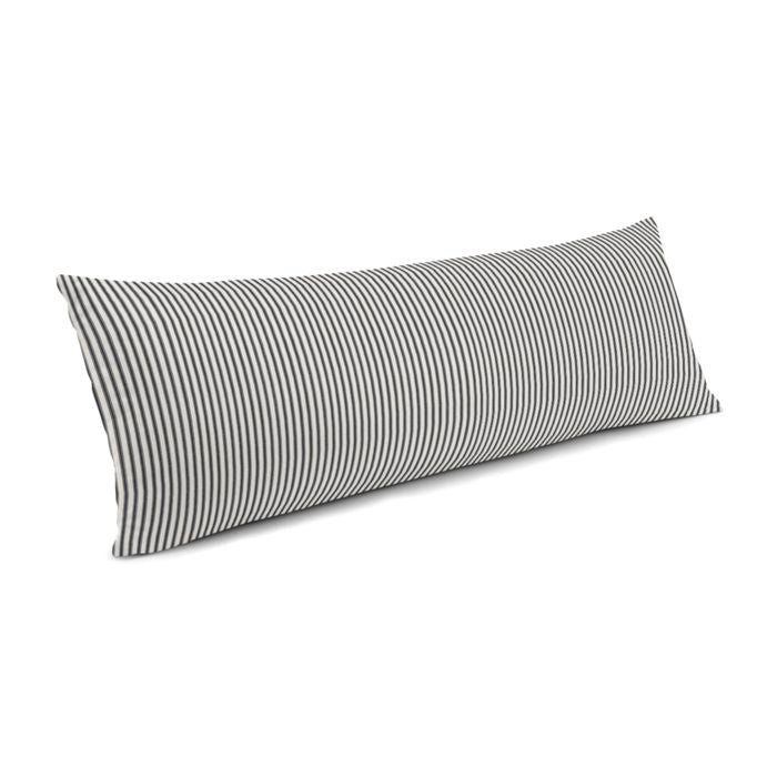 Large Lumbar Pillow in Little White Line - Black
