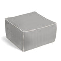 Square Pouf in Little White Line - Black