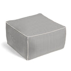 Square Pouf in Little White Line - Black