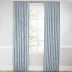 Euro Pleat Drapery in Little White Line - Blueberry