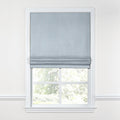 Flat Roman Shade in Little White Line - Blueberry
