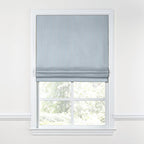 Flat Roman Shade in Little White Line - Blueberry