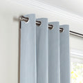 Grommet Drapery in Little White Line - Blueberry