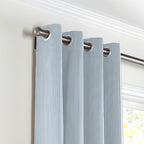 Grommet Drapery in Little White Line - Blueberry