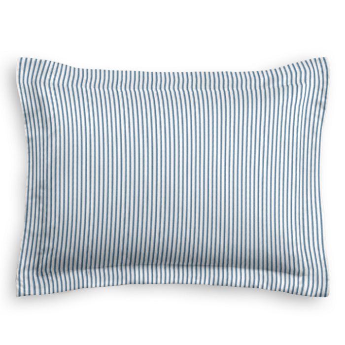 Pillow Sham in Little White Line - Blueberry