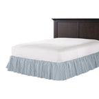 Ruffle Bedskirt in Little White Line - Blueberry