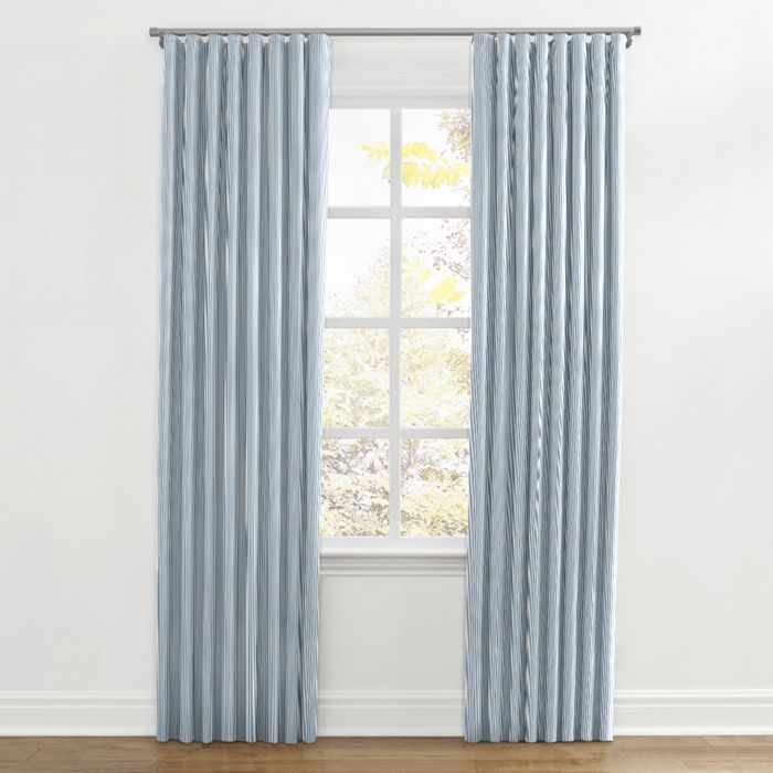 Ripplefold Drapery in Little White Line - Blueberry