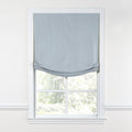 Relaxed Roman Shade in Little White Line - Blueberry