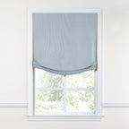 Relaxed Roman Shade in Little White Line - Blueberry