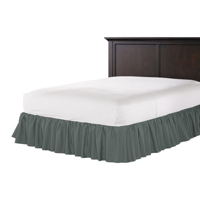 Ruffle Bedskirt in Lush Linen - Charcoal