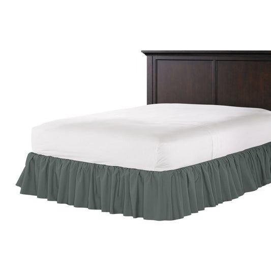 Ruffle Bedskirt in Lush Linen - Charcoal