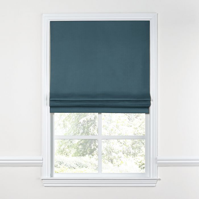 Flat Roman Shade in Lush Linen - Midnight