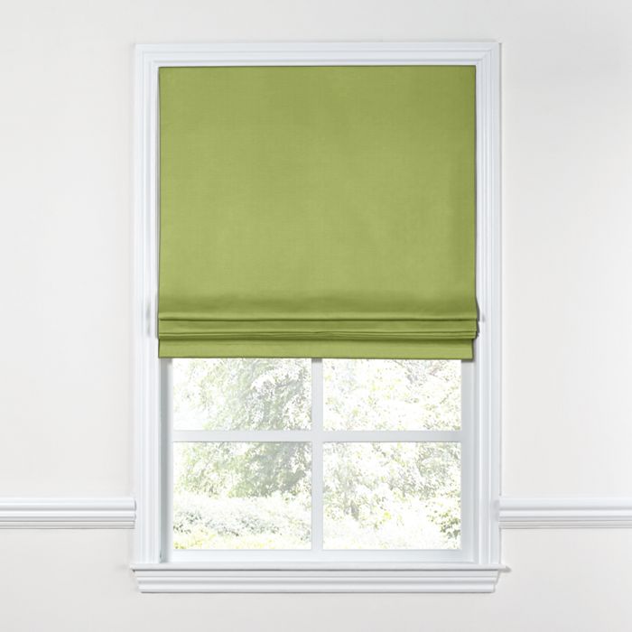 Flat Roman Shade in Lush Linen - Moss