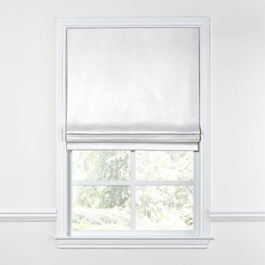Flat Roman Shade in Lush Linen - Optic White
