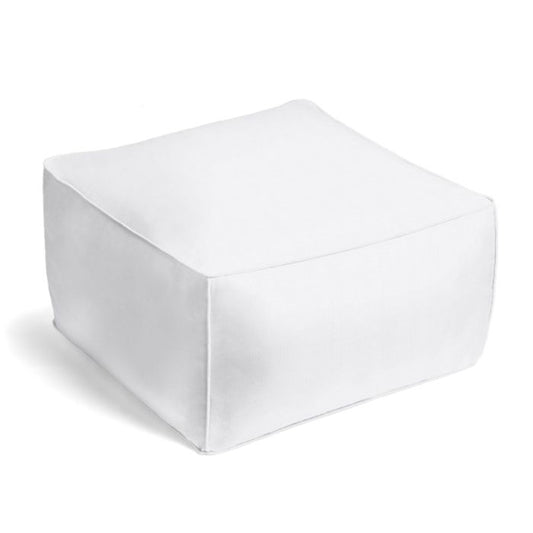 Square Pouf in Lush Linen - Optic White