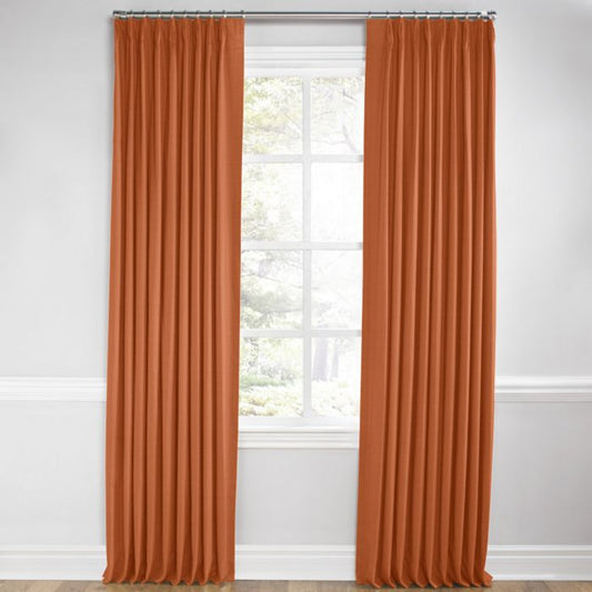 Euro Pleat Drapery in Lush Linen - Rust