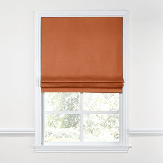 Flat Roman Shade in Lush Linen - Rust