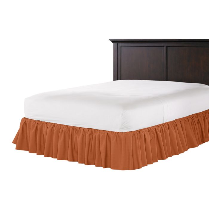 Ruffle Bedskirt in Lush Linen - Rust
