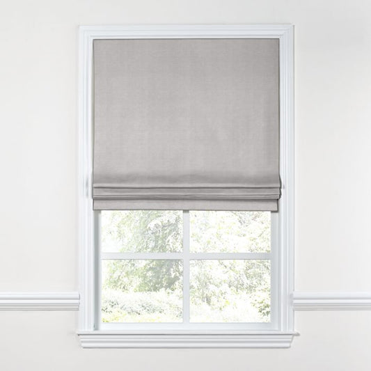 Flat Roman Shade in Lush Linen - Smokey Quartz