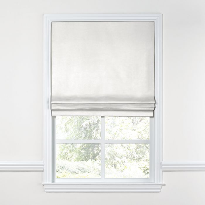 Flat Roman Shade in Lush Linen - White