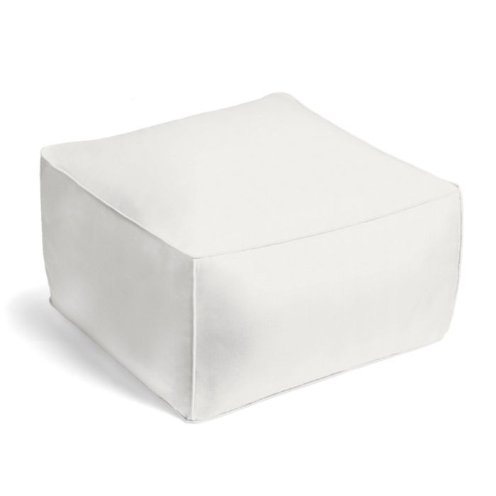 Square Pouf in Lush Linen - White