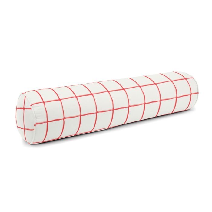 Bolster Pillow in Painted Check - Poppy