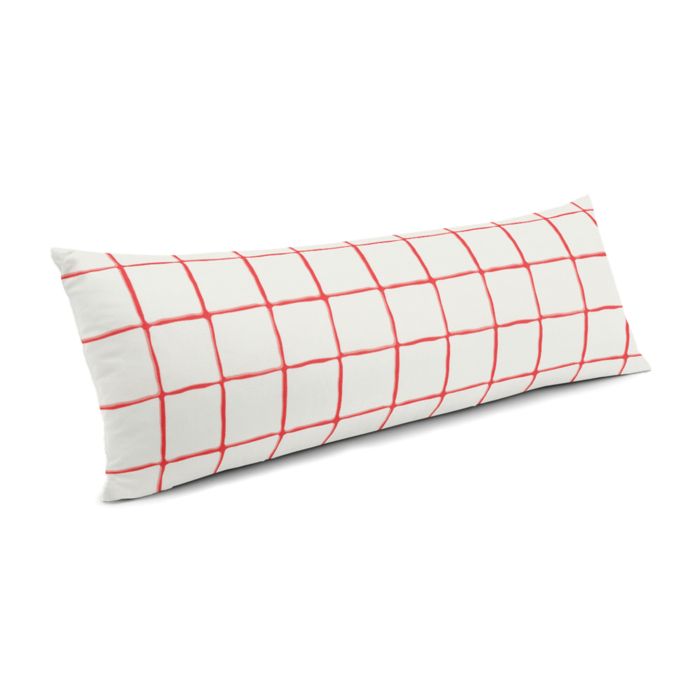 Large Lumbar Pillow in Painted Check - Poppy