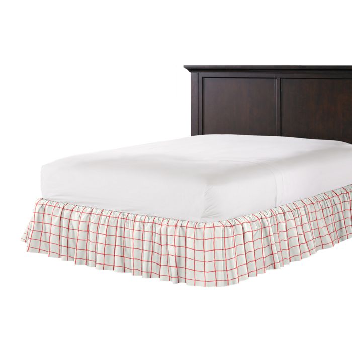 Ruffle Bedskirt in Painted Check - Poppy