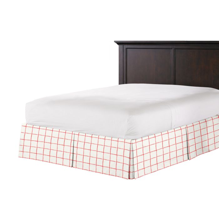 Tailored Bedskirt in Painted Check - Poppy