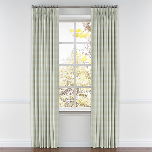 Pinch Pleat Drapery in Foxy Plaid - Dune