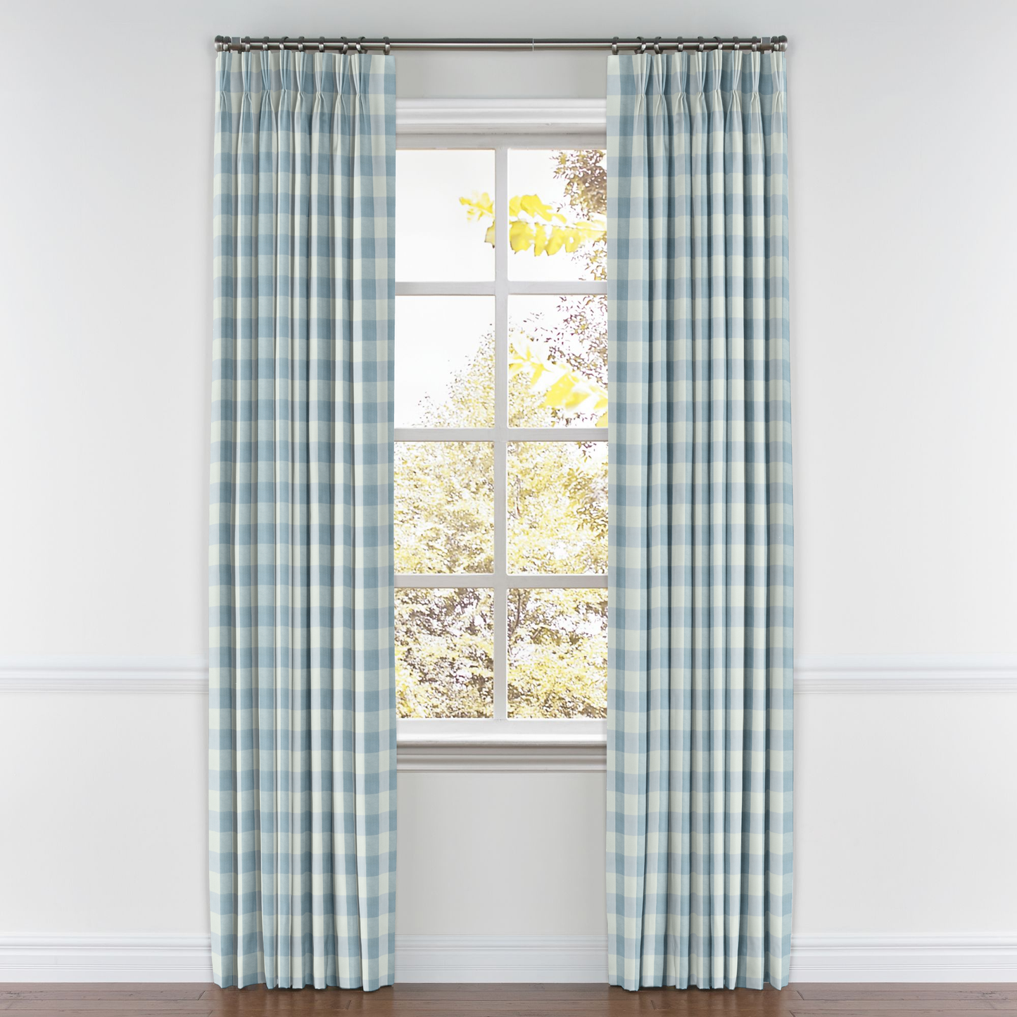 Pinch Pleat Drapery in Foxy Plaid - Harbor