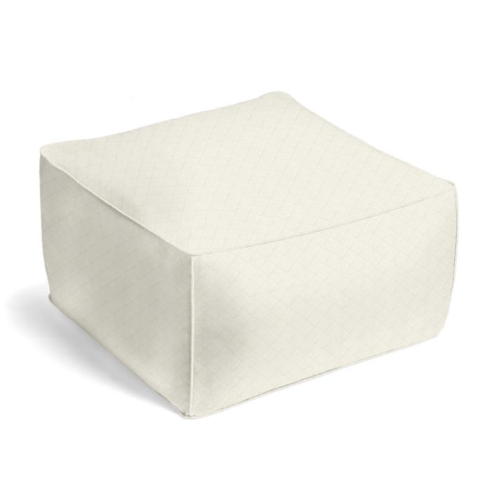 Square Pouf in Pintucked In - Ivory
