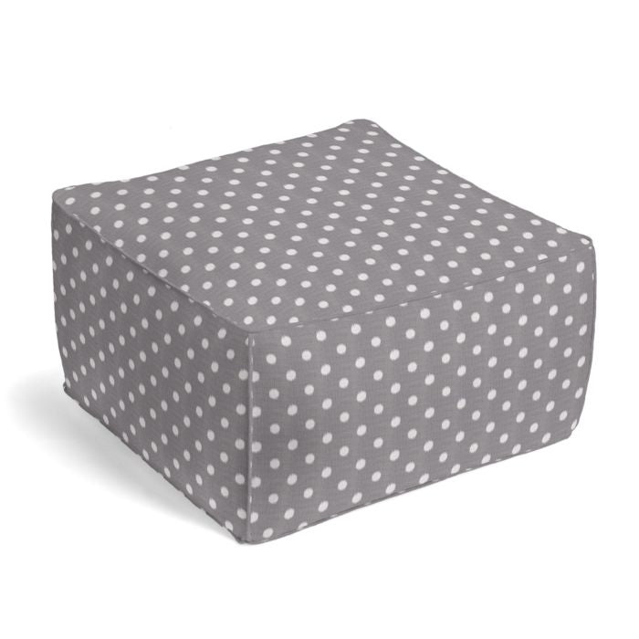 Outdoor Pouf in Polka Face - Pewter