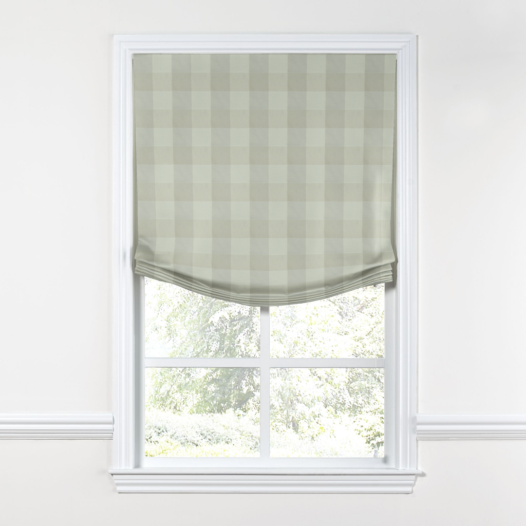 Relaxed Roman Shade in Foxy Plaid - Dune