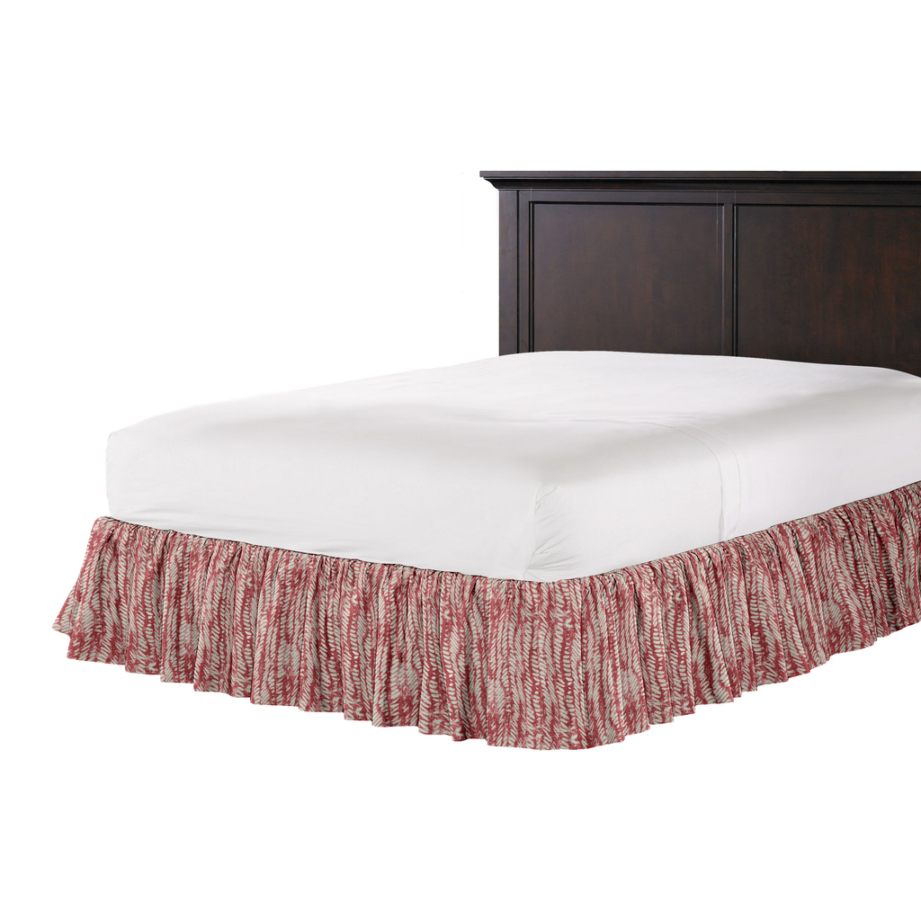 Ruffle Bedskirt in Rope Walk - Grenadine