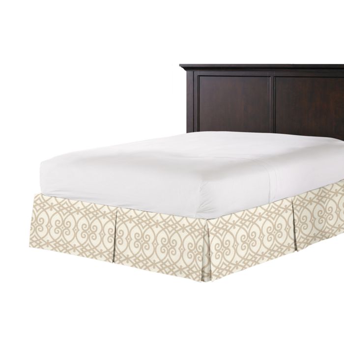 Tailored Bedskirt in Scrolling Along - Pebble