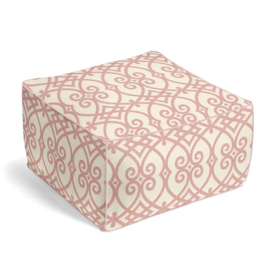 Square Pouf in Scrolling Along - Shrimp