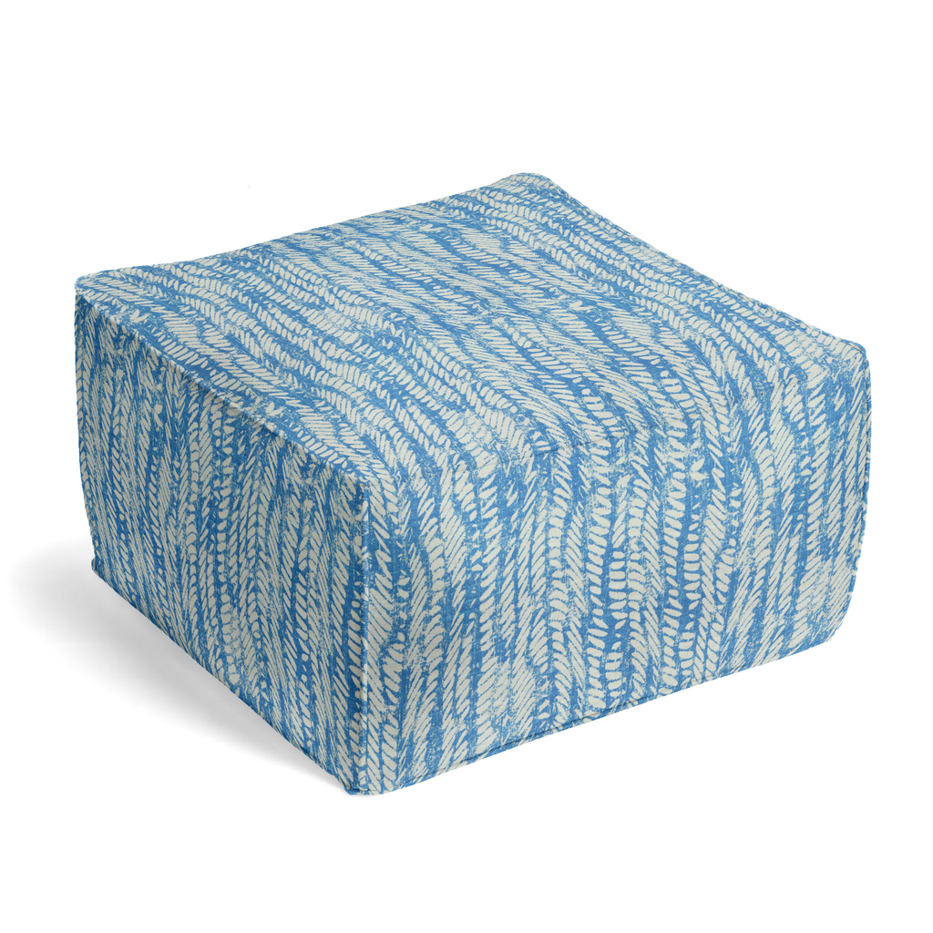 Square Pouf in Rope Walk - Persian Blue