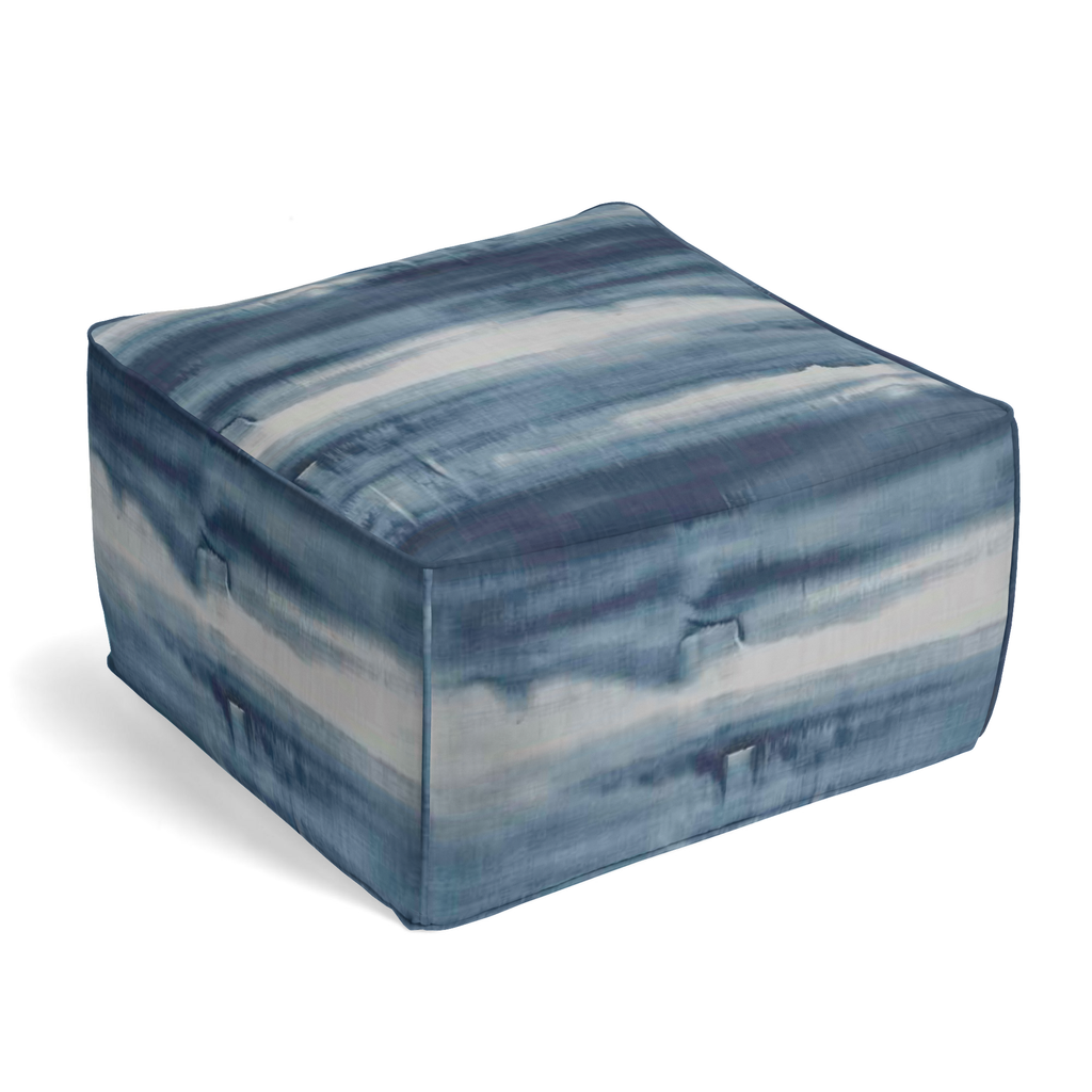 Square Pouf in Up In The Sky - Blue