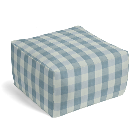 Square Pouf in Foxy Plaid - Harbor