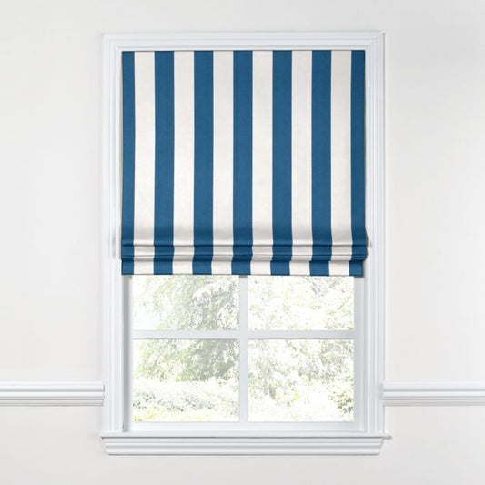 Flat Roman Shade in Sunbrella® Cabana - Regatta