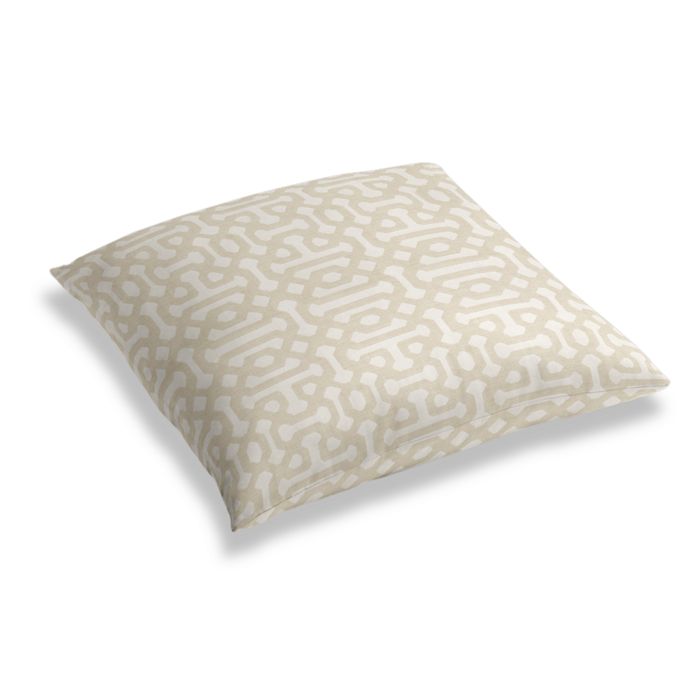 Simple Outdoor Floor Pillow in Sunbrella® Fretwork - Flax
