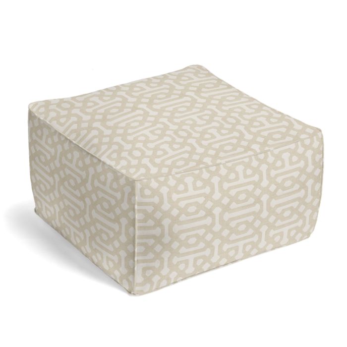Outdoor Pouf in Sunbrella® Fretwork - Flax