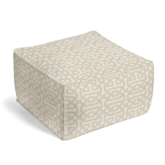 Outdoor Pouf in Sunbrella® Fretwork - Flax