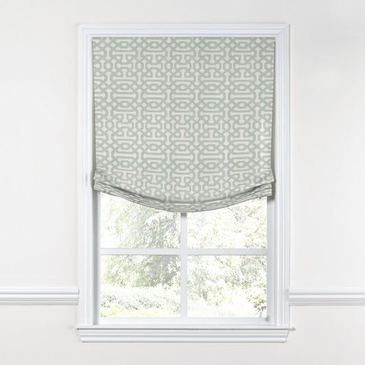 Relaxed Roman Shade in Sunbrella® Fretwork - Mist